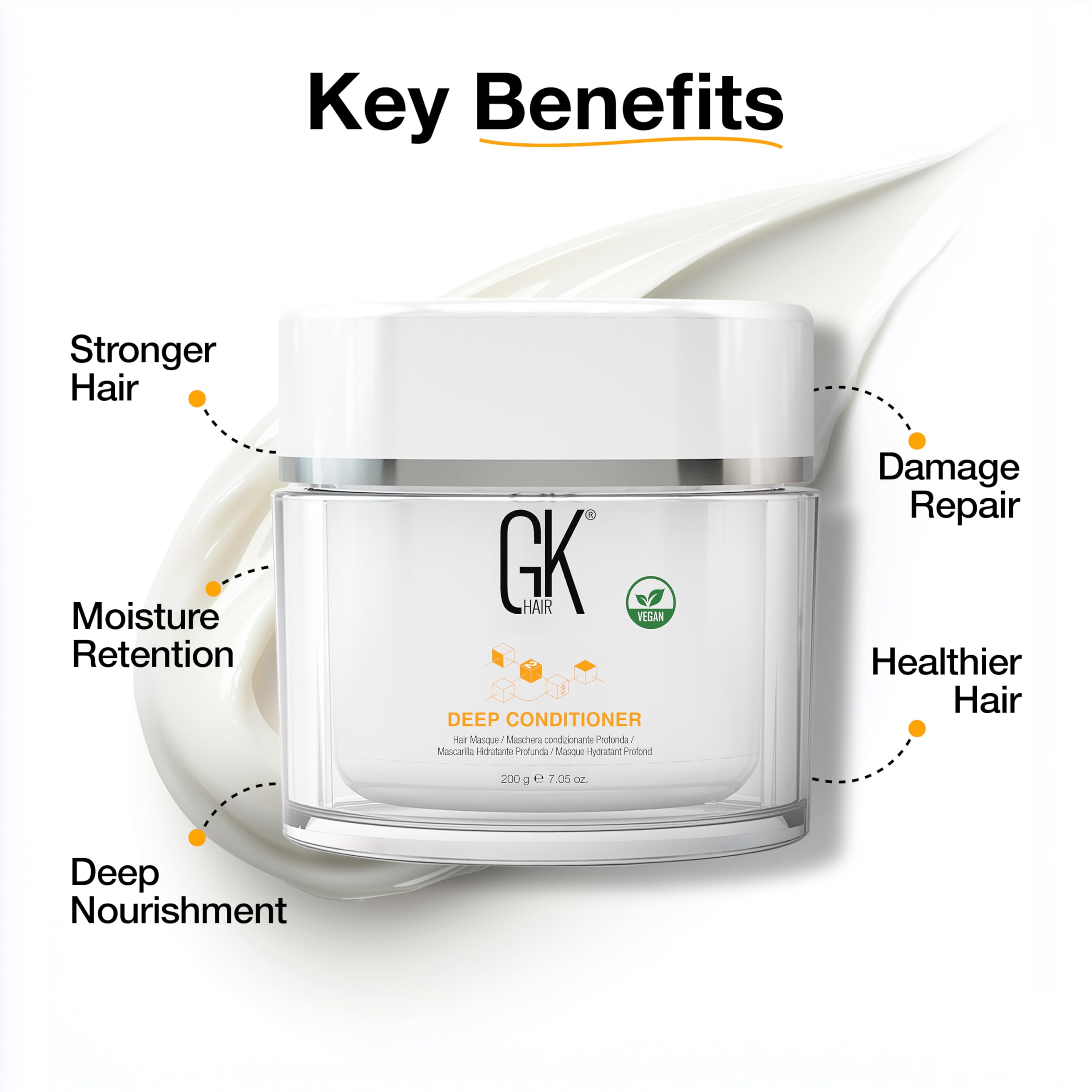 GK HAIR smooth hair strand after treatment shows restored manageability.