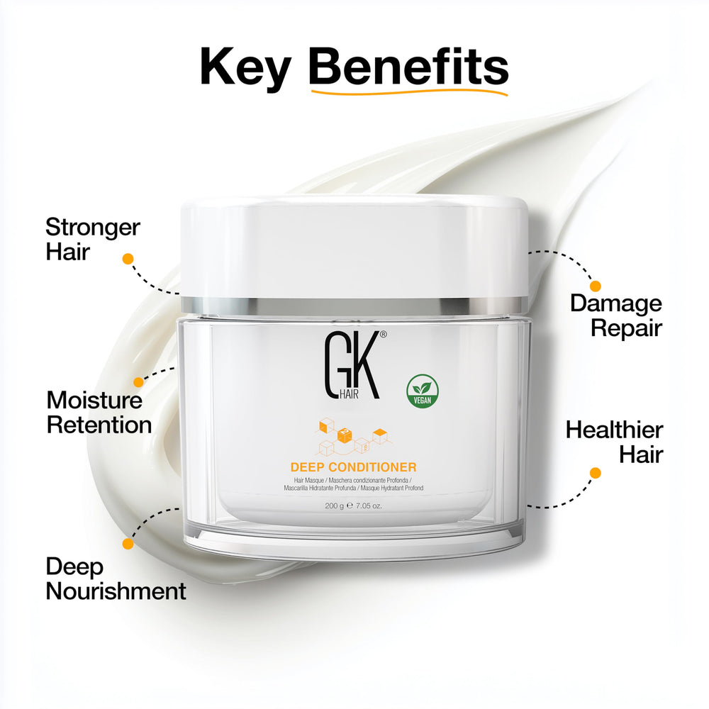 GK HAIR smooth hair strand after treatment shows restored manageability.