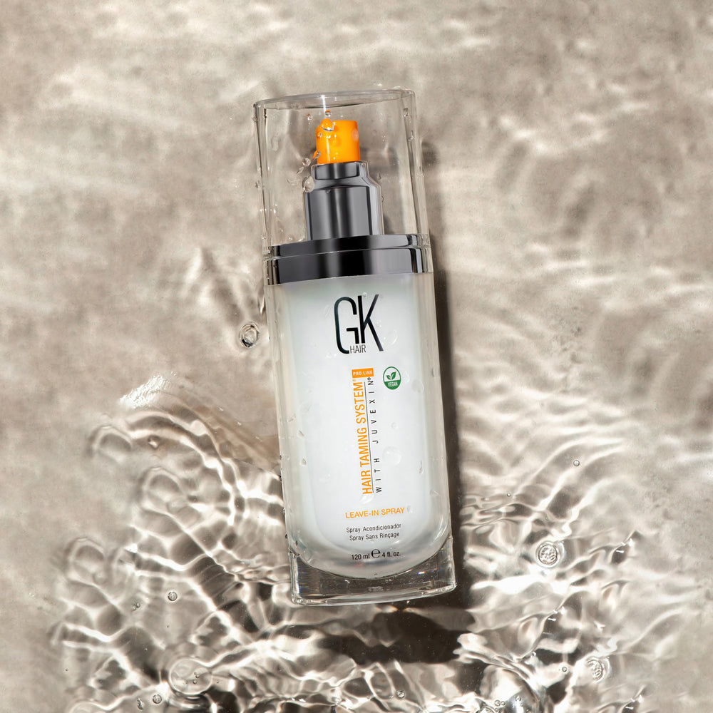 GK Hair vegan leave-in conditioner spray 120ml bottle packaging shown