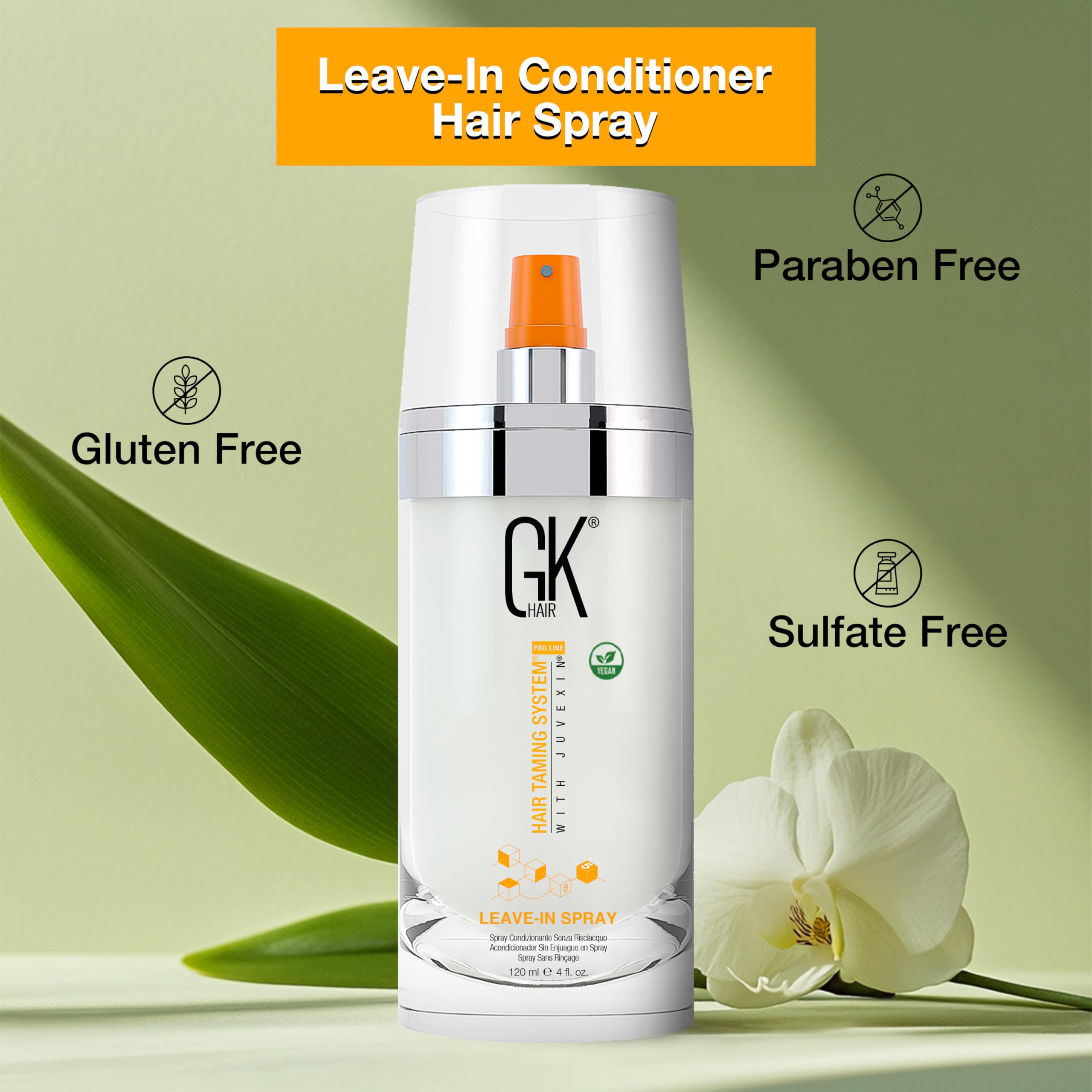 GK Hair vegan leave-in conditioner spray suitable for all hair types