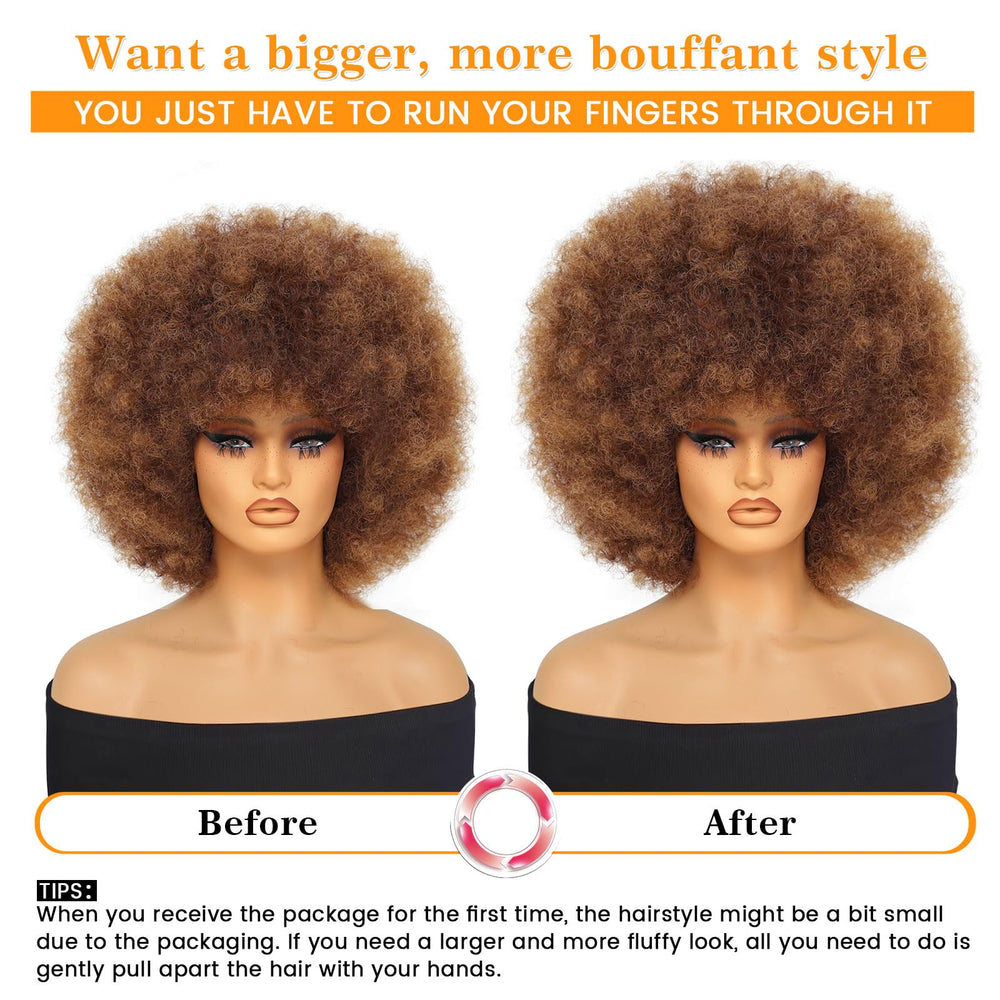 GKtineke Afro Wig 14 inch, fluffy crown, ideal for party looks.