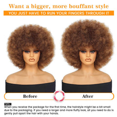GKtineke Afro Wig 14 inch, fluffy crown, ideal for party looks.