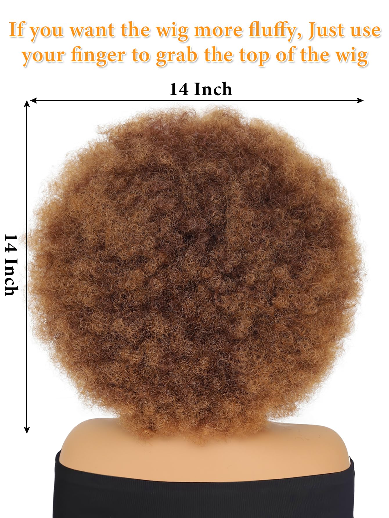 GKtineke Afro Wig 14 inch, breathable cap for all-day comfort during daily wear.