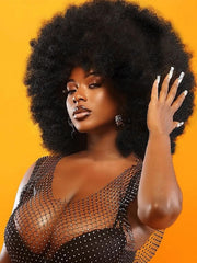 GKtineke Afro Wig 14-Inch front view with natural bounce for daily wear
