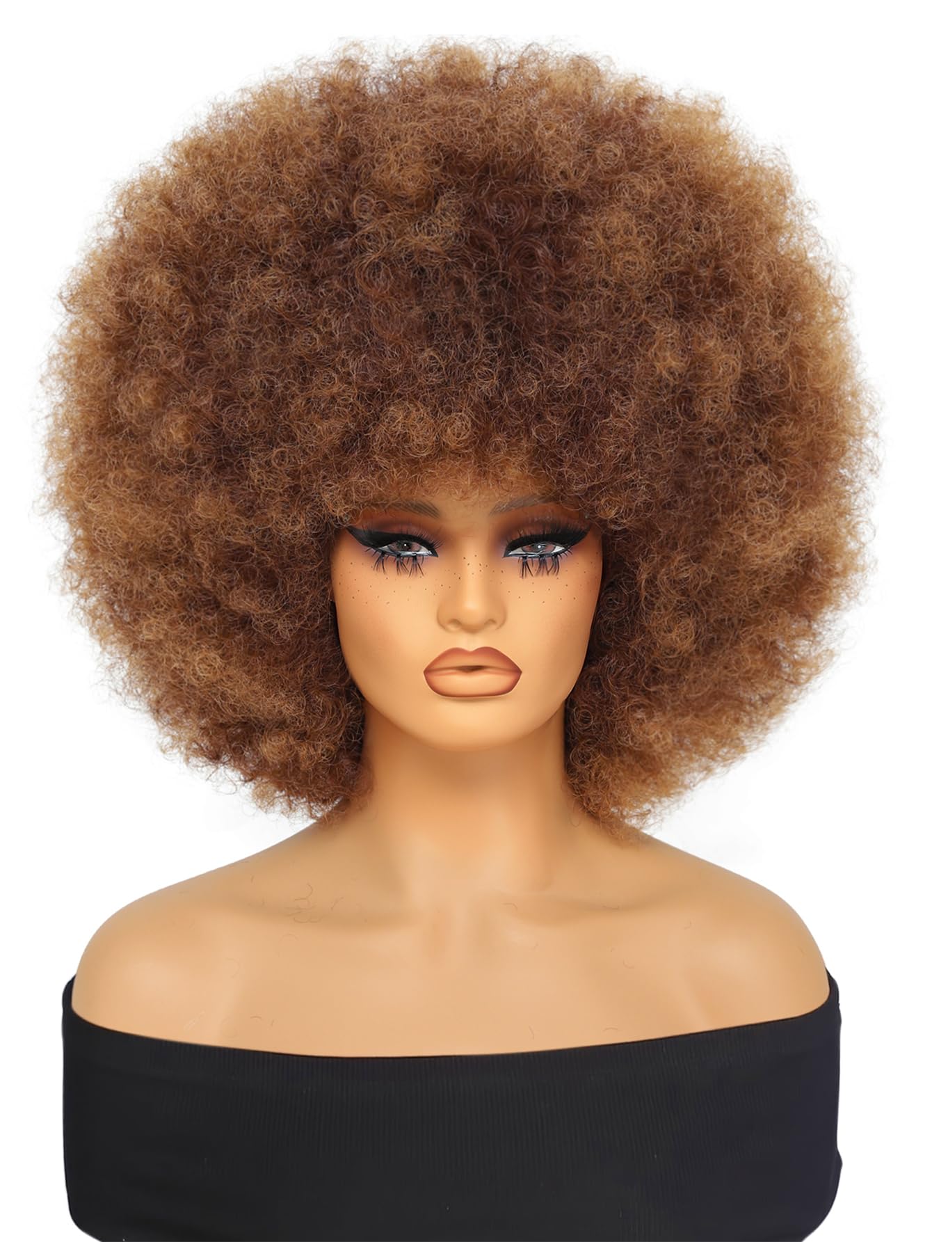 GKtineke Afro Wig 14 inch in mixed brown, side swing for versatile cosplay styles.