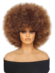 GKtineke Afro Wig 14 inch in mixed brown, side swing for versatile cosplay styles.