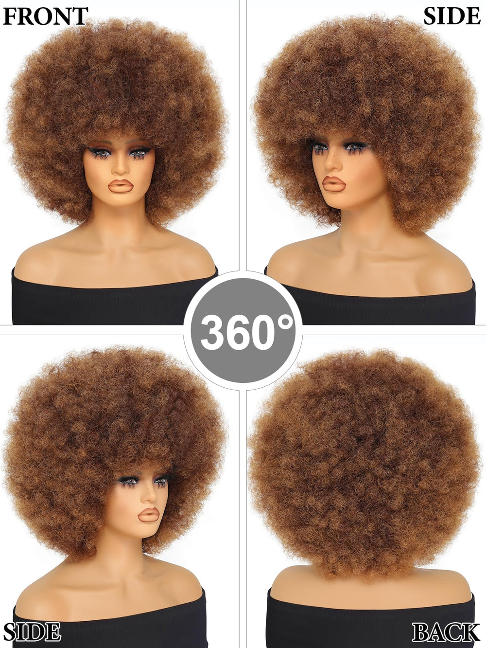GKtineke Afro Wig 14 inch worn for cosplay or nightlife, comfortable fit.