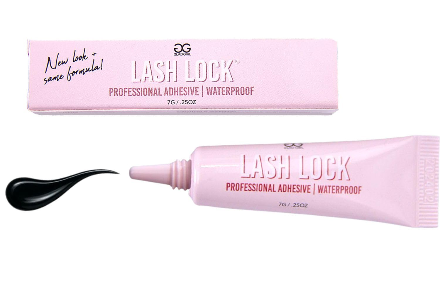 GladGirl lash-strip-flare-glue bottle demonstrates long-lasting hold for lashes