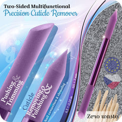 GLADZY Glass Cuticle Pusher pointed end for precise cleaning around nails