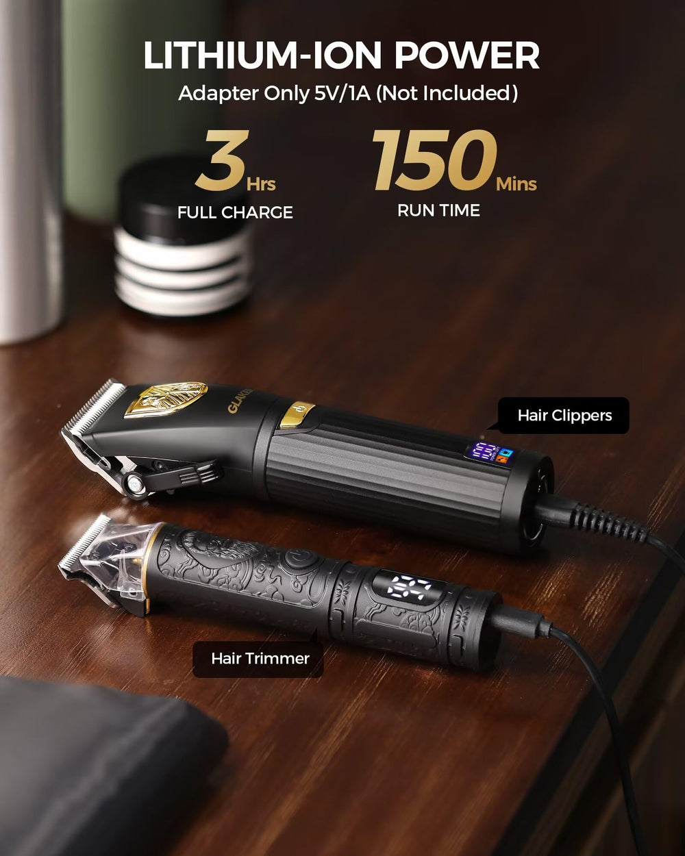 GLAKER cordless professional clippers for cord-free flexibility during styling