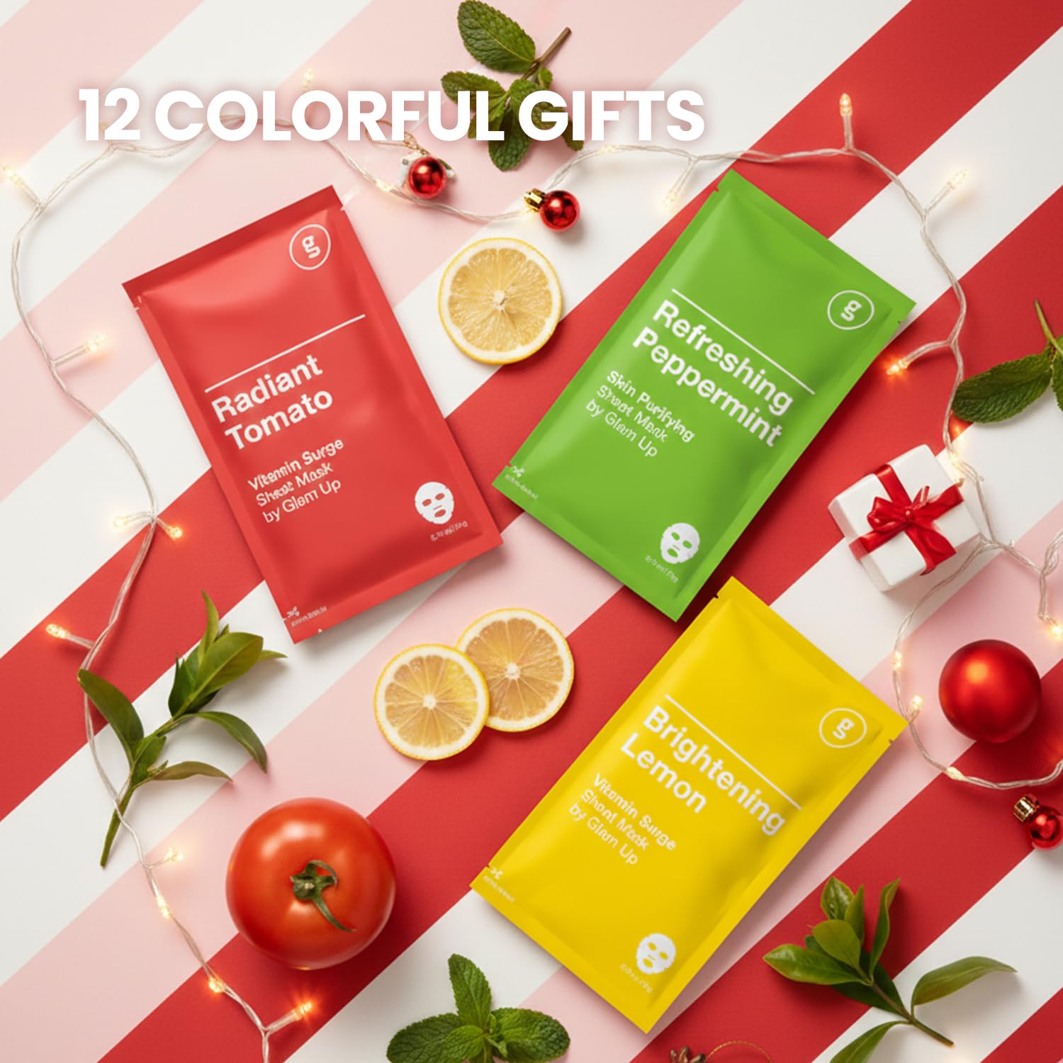 GLAM UP mascarilla facial 12-pack empaque atractivo para regalo