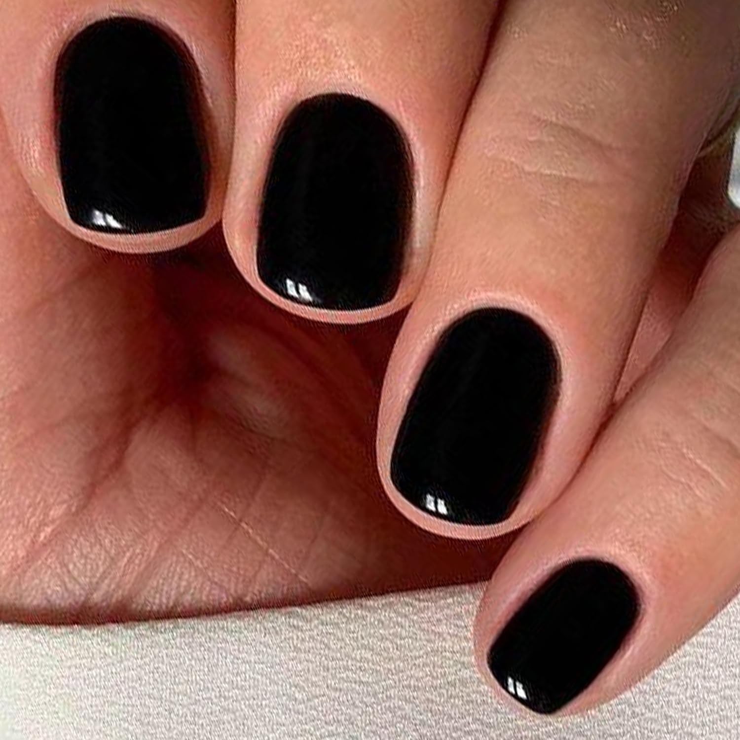 GLAMERMAID set de uñas postizas negras, tallas variadas para ajuste perfecto
