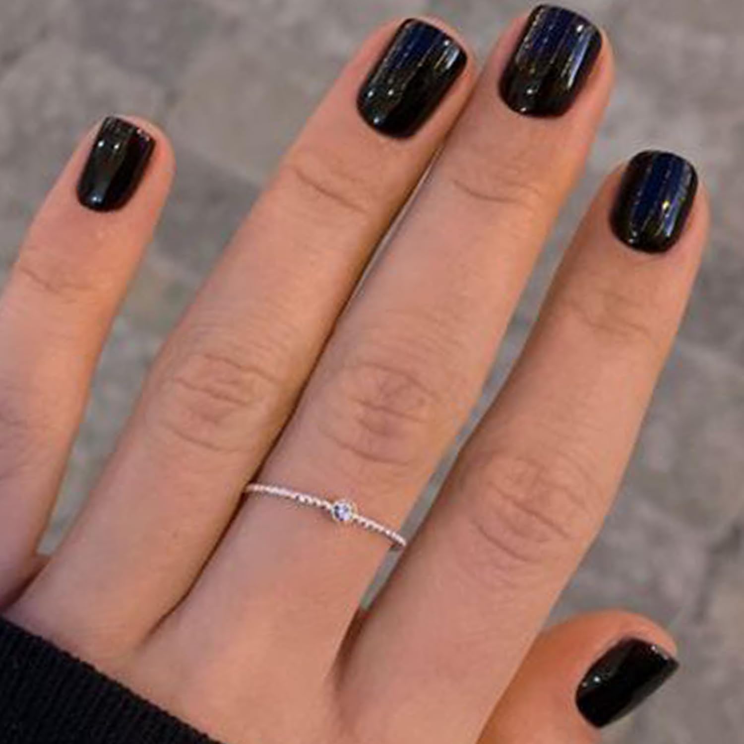 GLAMERMAID uñas de gel adhesivas negras, forma cuadrada suave para uso diario