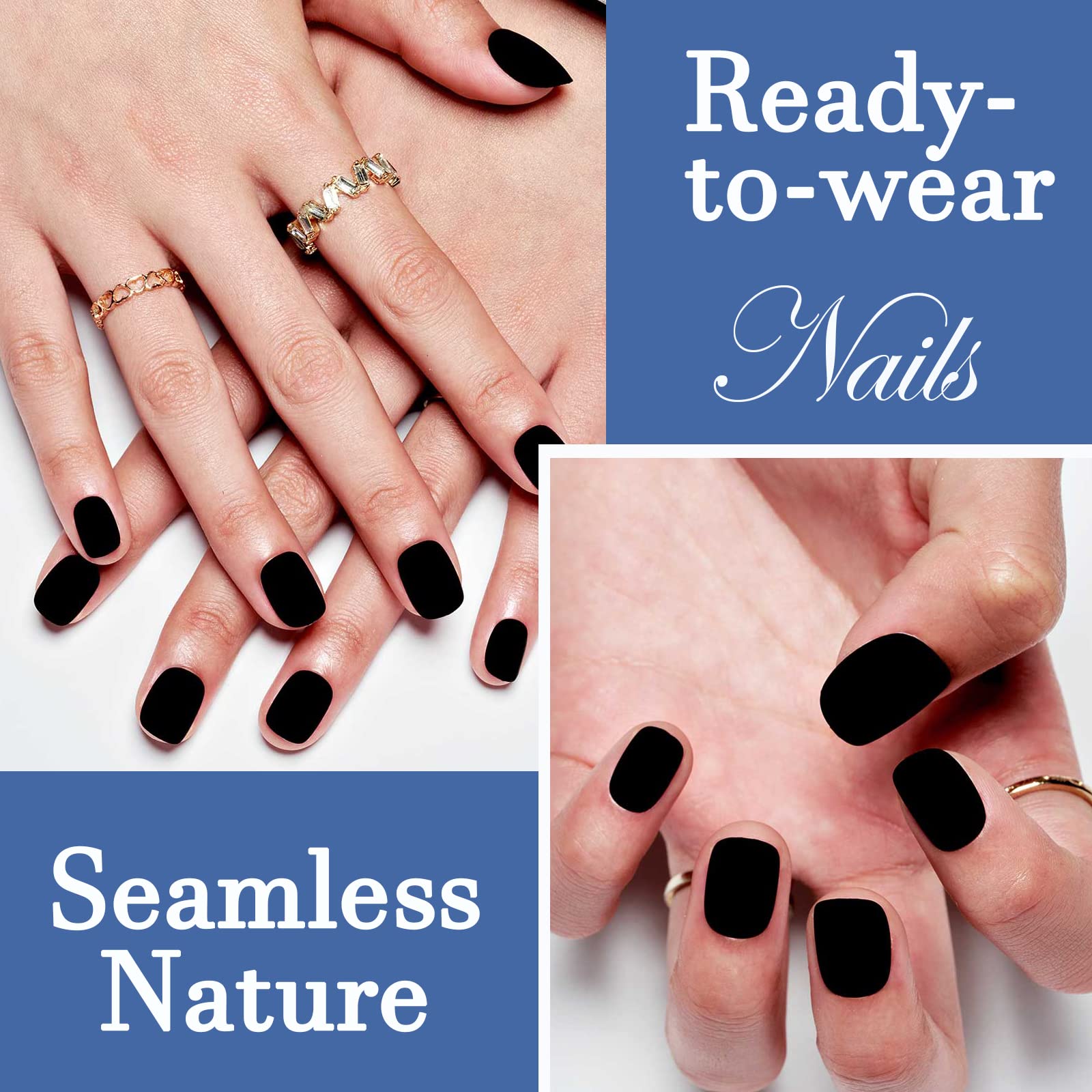 GLAMERMAID Velvet Black incluye 24 uñas de diseño