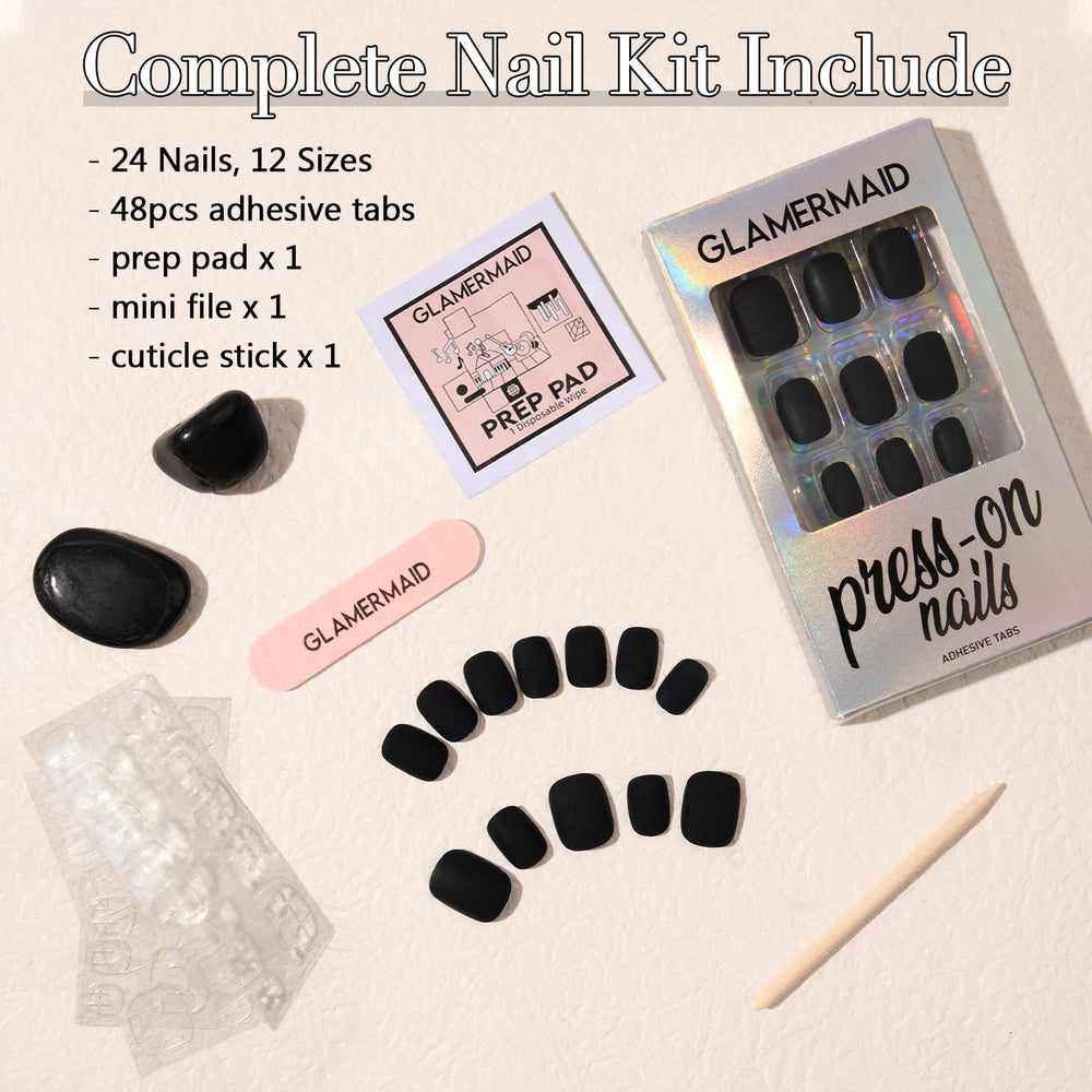 GLAMERMAID Velvet Black incluye prep pad, lima y palito cuticula