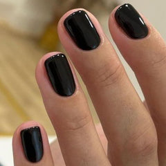 GLAMERMAID uñas postizas adhesivas negras, diseño versátil para eventos