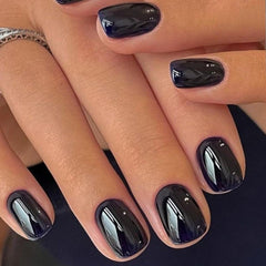 GLAMERMAID uñas postizas adhesivas negras extra corto, ideal para salida rápida