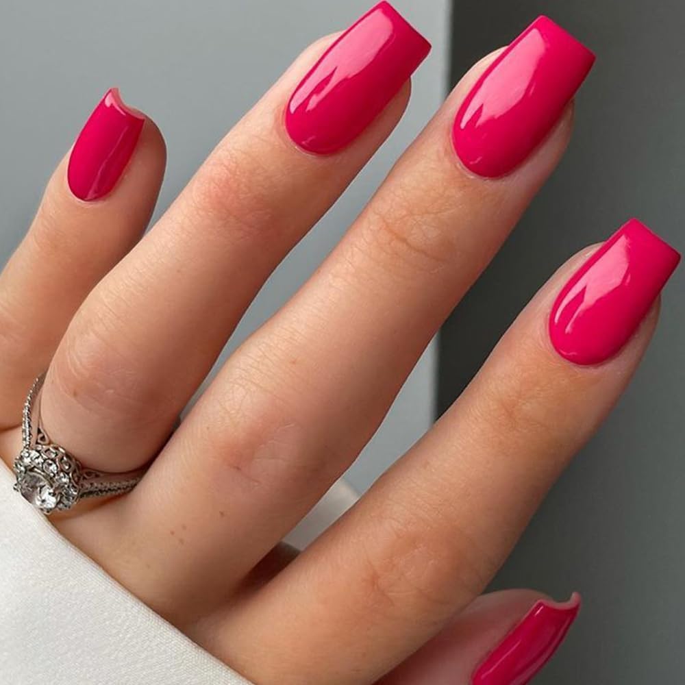 GLAMERMAID uñas postizas cortas, rosa gel translúcido, para aspecto diario cómodo.
