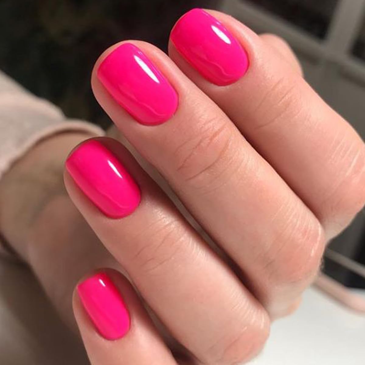 GLAMERMAID Uñas de presión en rosa brillante con acabado gel