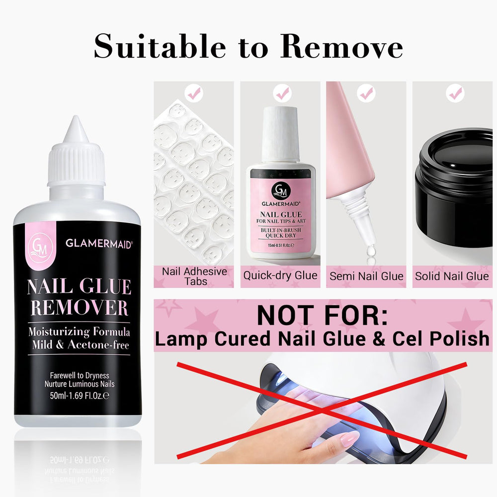 GLAMERMAID: remoción rápida del pegamento de uñas, sin dañar uñas naturales