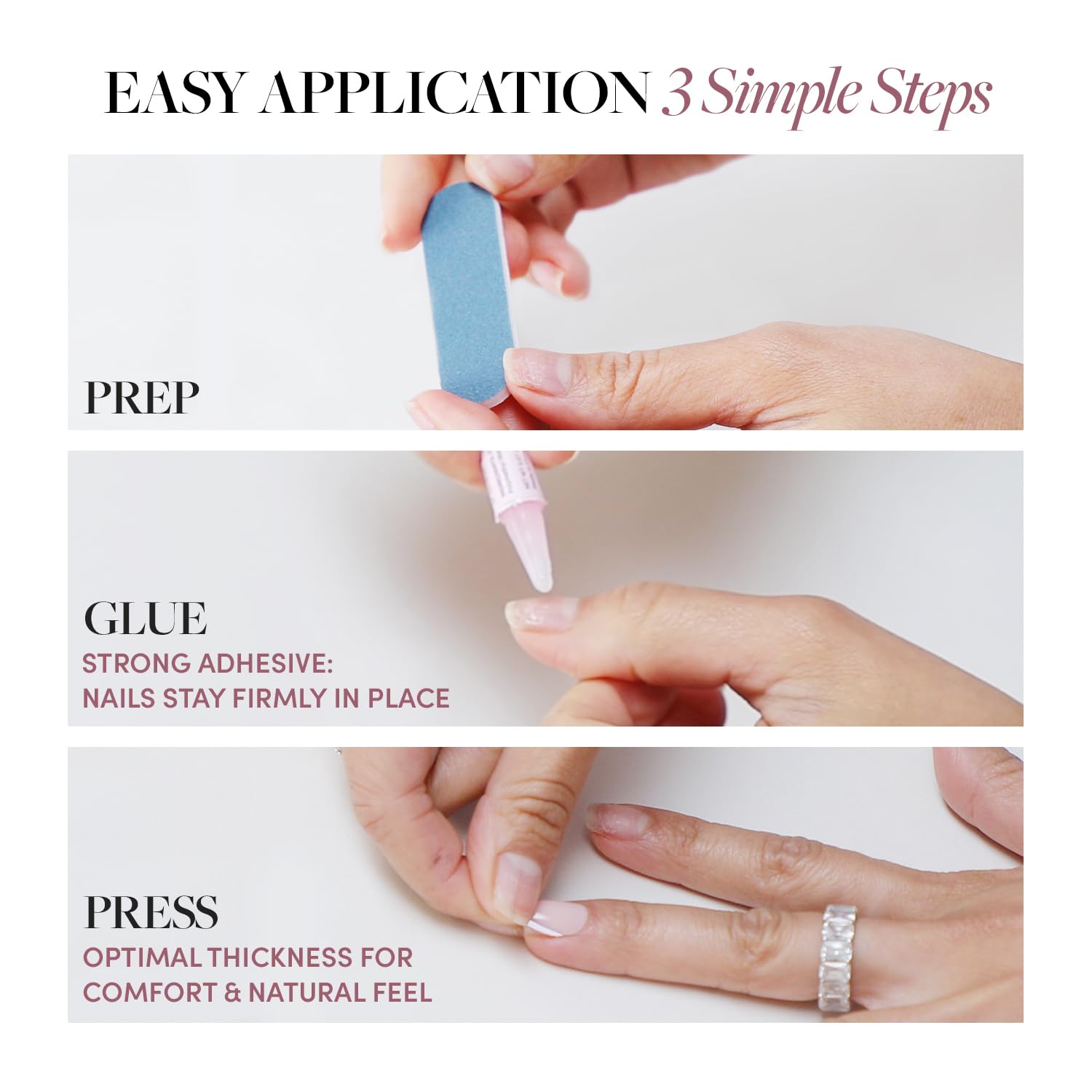 Glamnetic double-sided nail file for precise shaping and finishing.