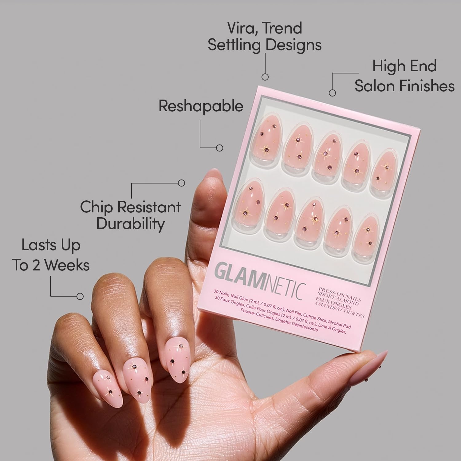Glamnetic Pink Comet lavender 3D gems elevate the look with tactile charm.