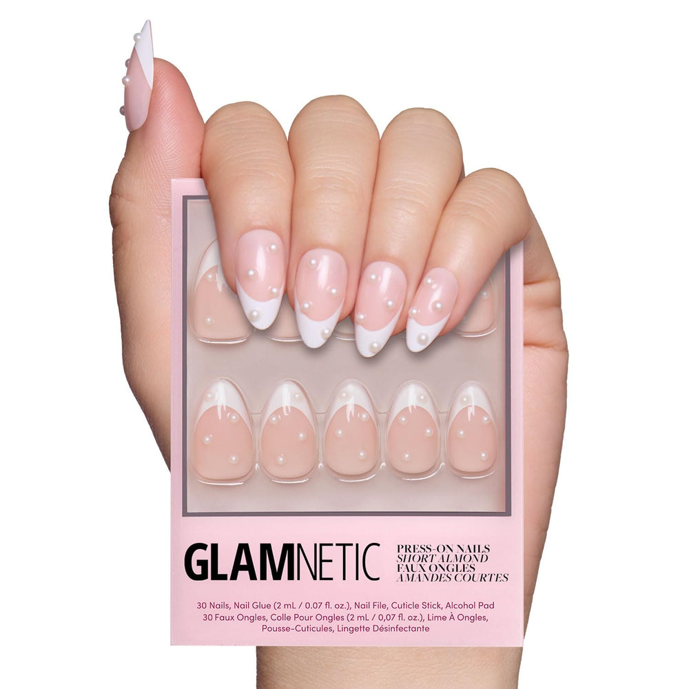 Glamnetic Uñas Francesa Perla: kit completo para acabado duradero.