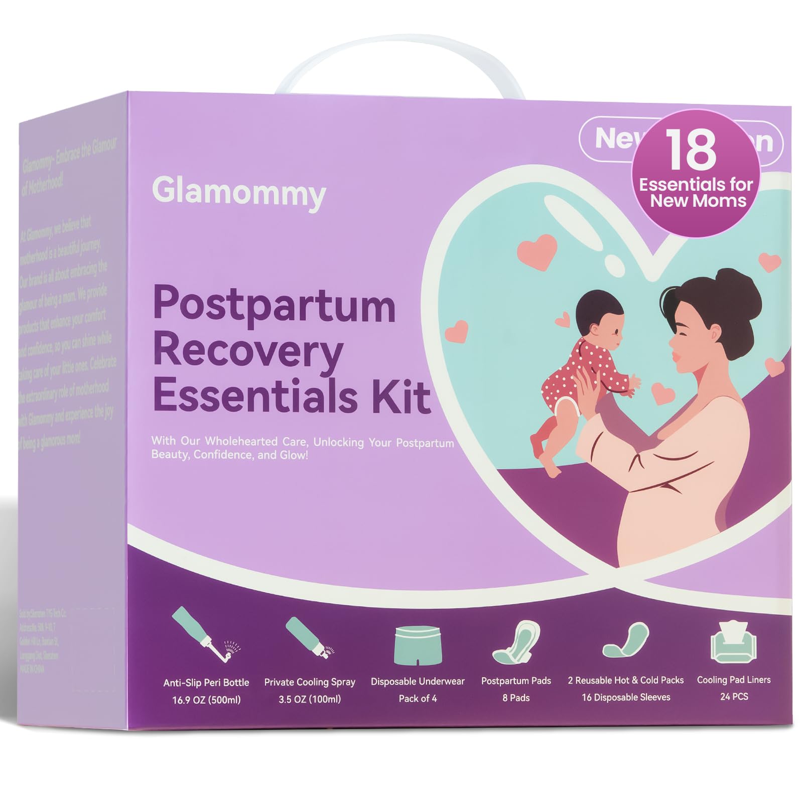 Glamommy 17oz peri bottle for gentle cleansing after delivery.