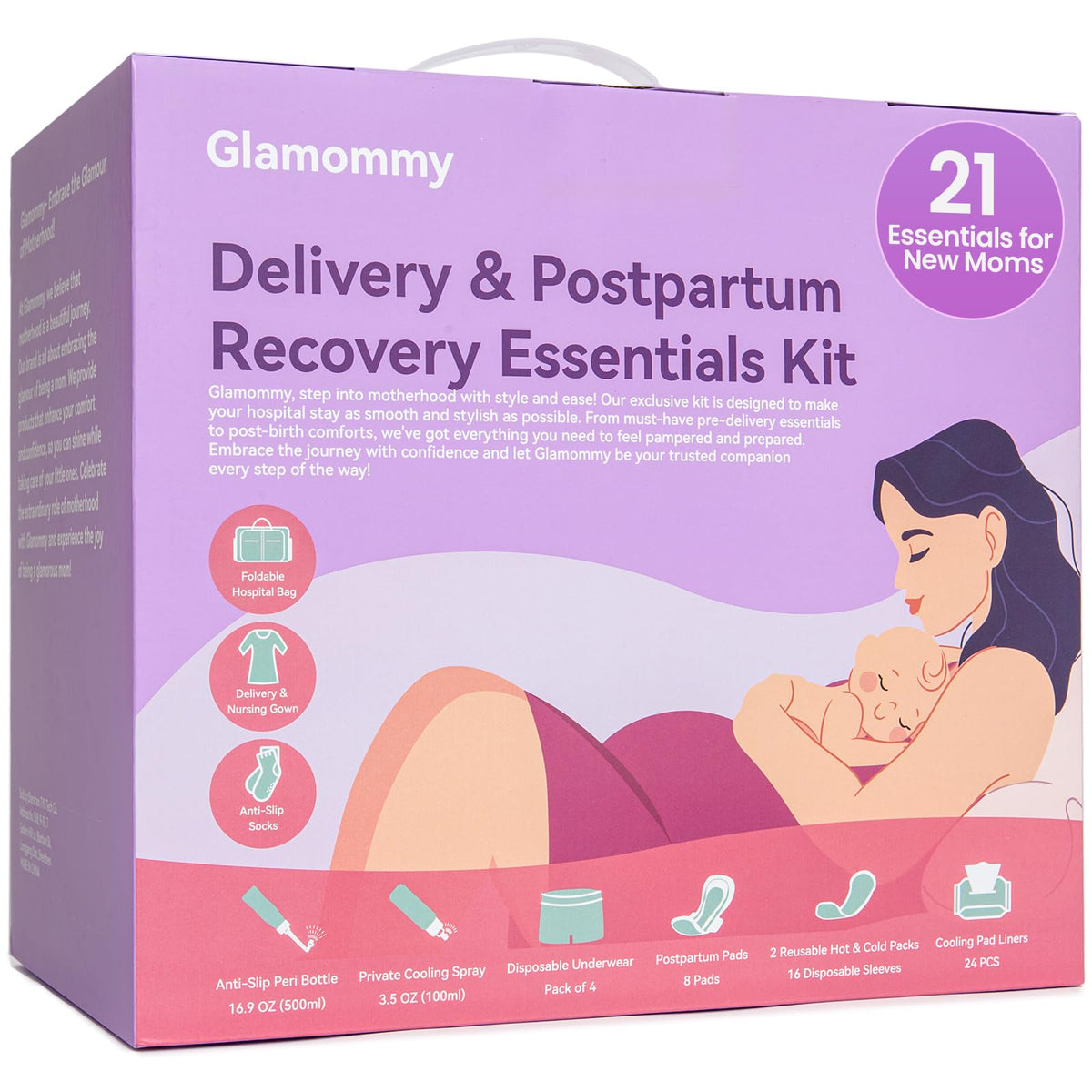 Glamommy postpartum gown offers soft, breathable nursing comfort