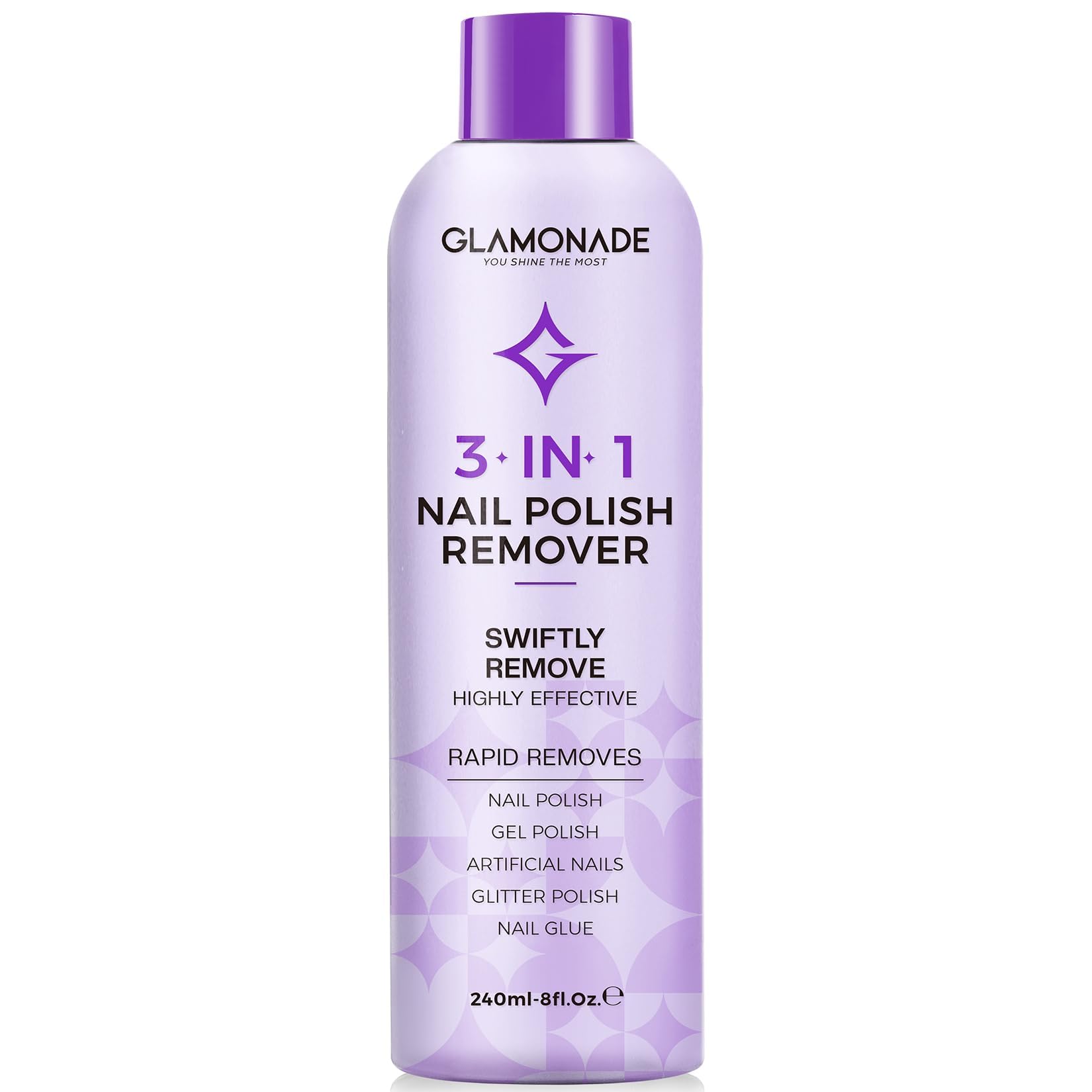 Glamonade acetone nail polish remover bottle 8oz for professional polish removal