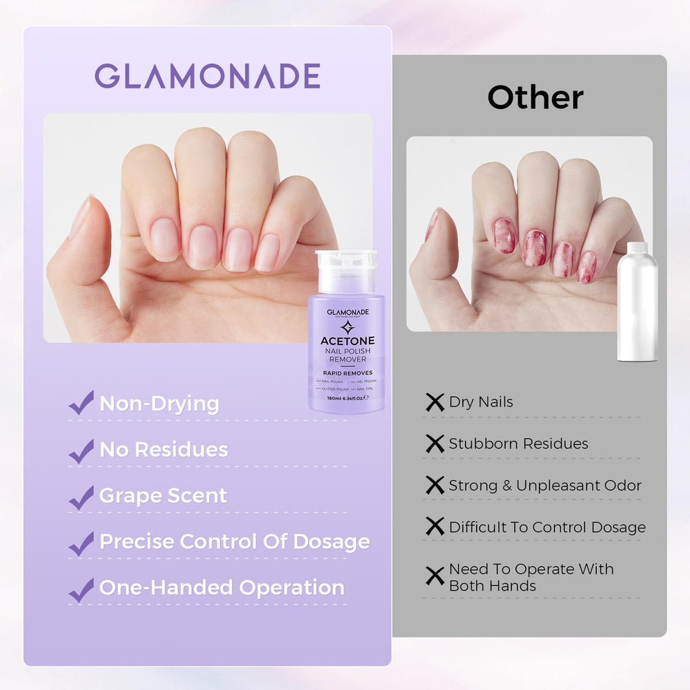 Glamonade grape seed oil helps nourish nails during removal