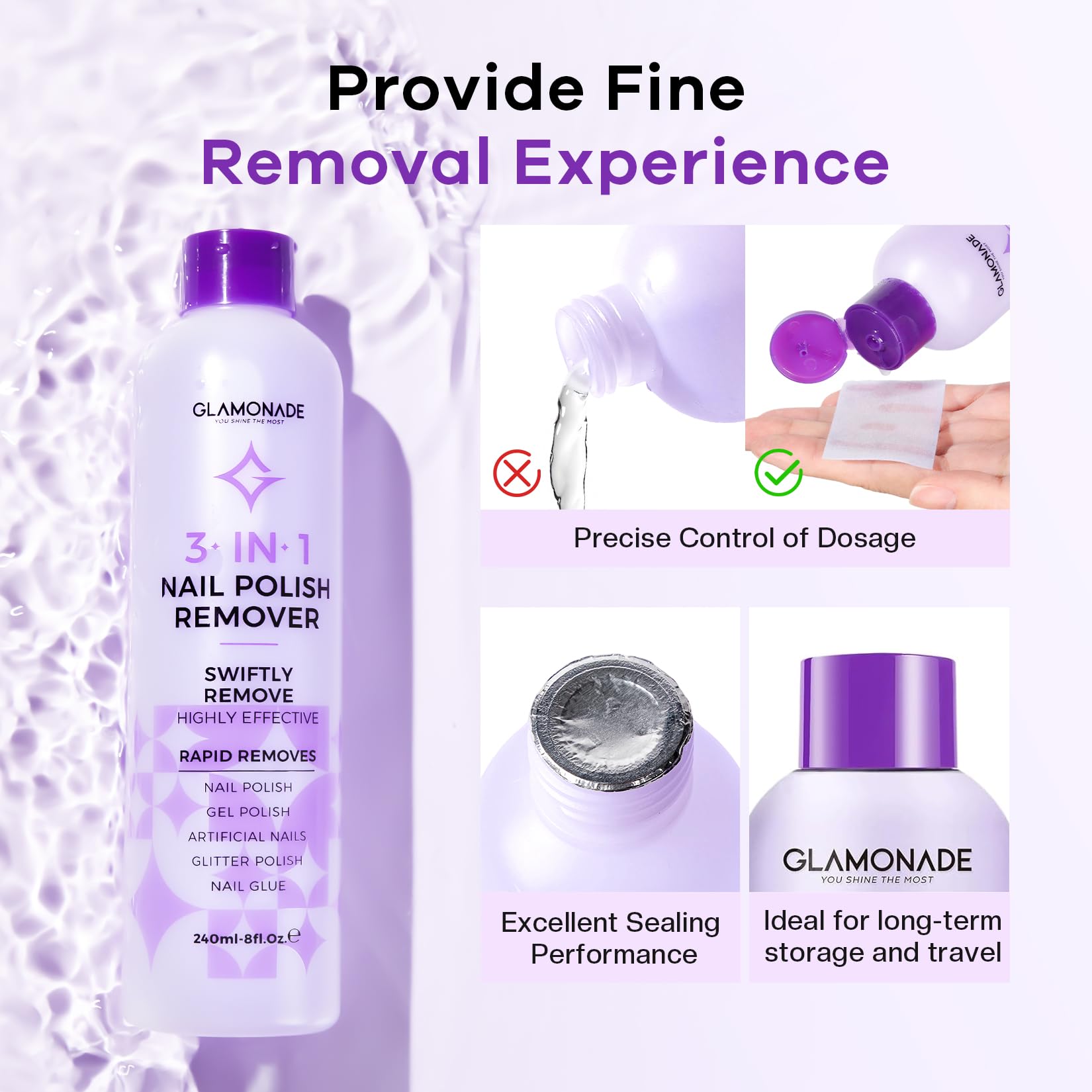 Glamonade ingredient label highlighting grape seed oil benefits