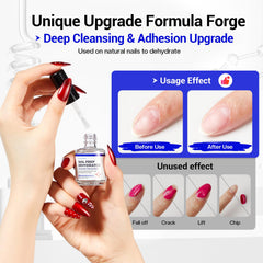 Glamonade adhesión mejorada para acrílico y gel, compatibilidad amplia.