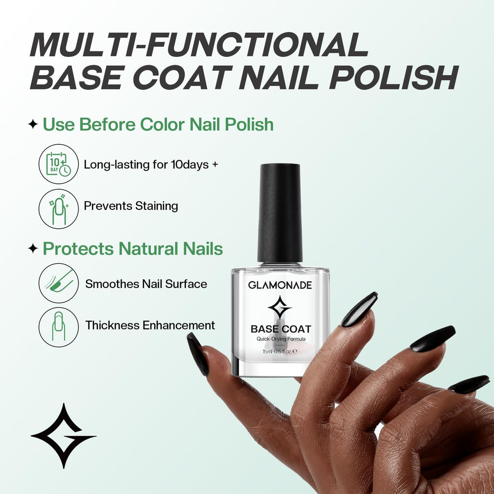Glamonade Base Coat Clear brush shows flawless application and chip-resistant foundation.