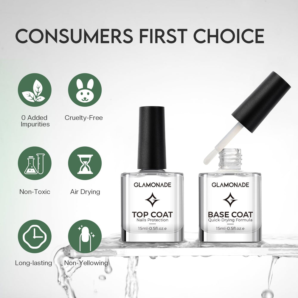 Glamonade: enfoque en la base para adherencia y protección de uñas.