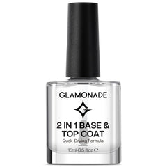 Glamonade Base Top Coat clear bottle closeup highlighting lasting shine