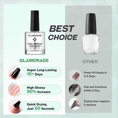 Glamonade Base Top Coat smooths nail surface for even color