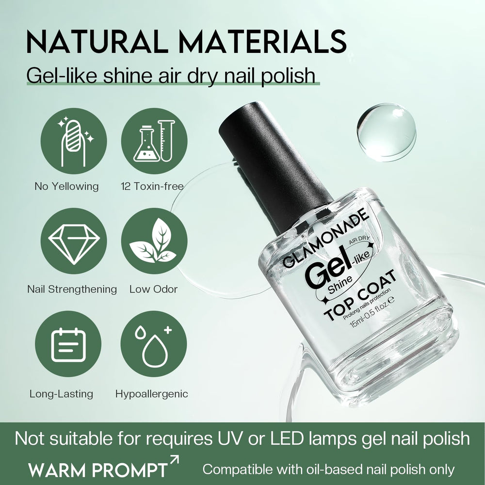 Glamonade clear top coat brush application shows quick-dry protection.