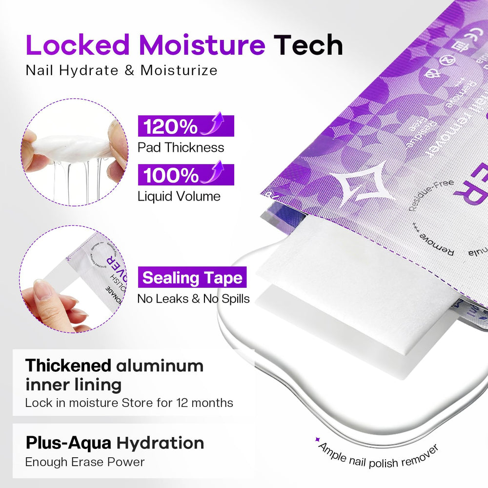 Contenido acetona con aroma a uva para una remoción suave y agradable.