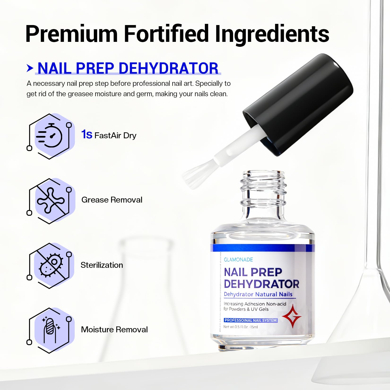 Glamonade fórmula sin ácido segura para piel y uñas.