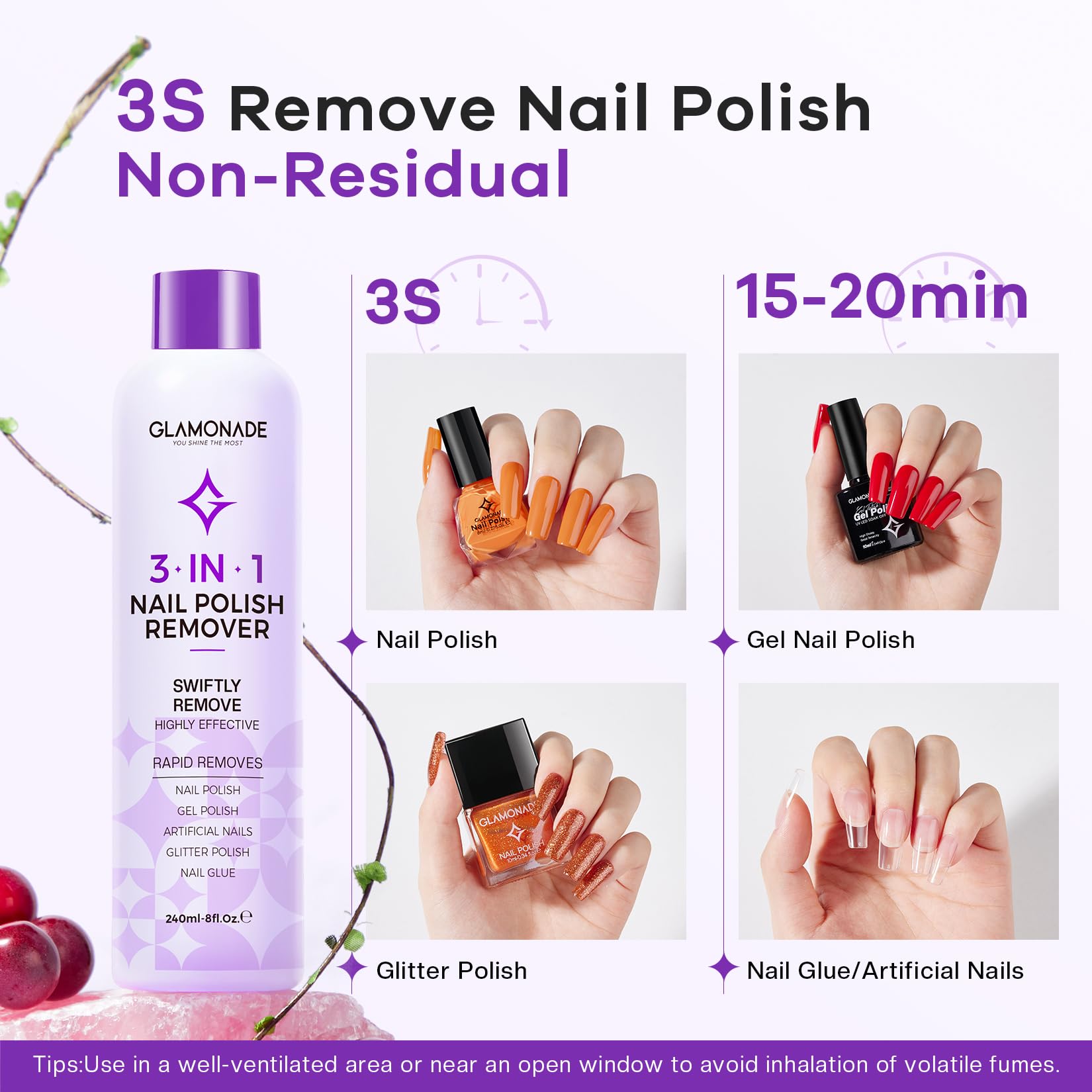 Glamonade grape-seed-oil formula nourishes nails during removal