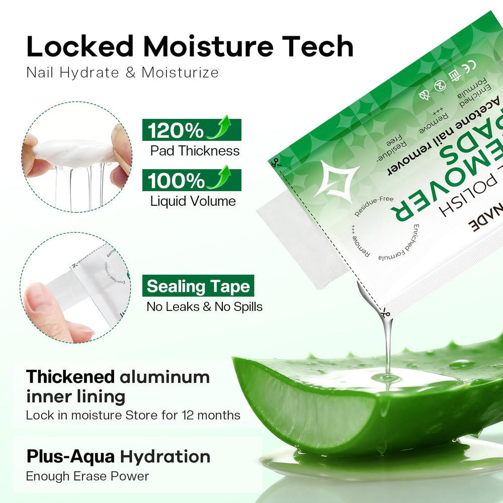 Glamonade aloe vera hidrata uñas y cutículas durante el proceso.