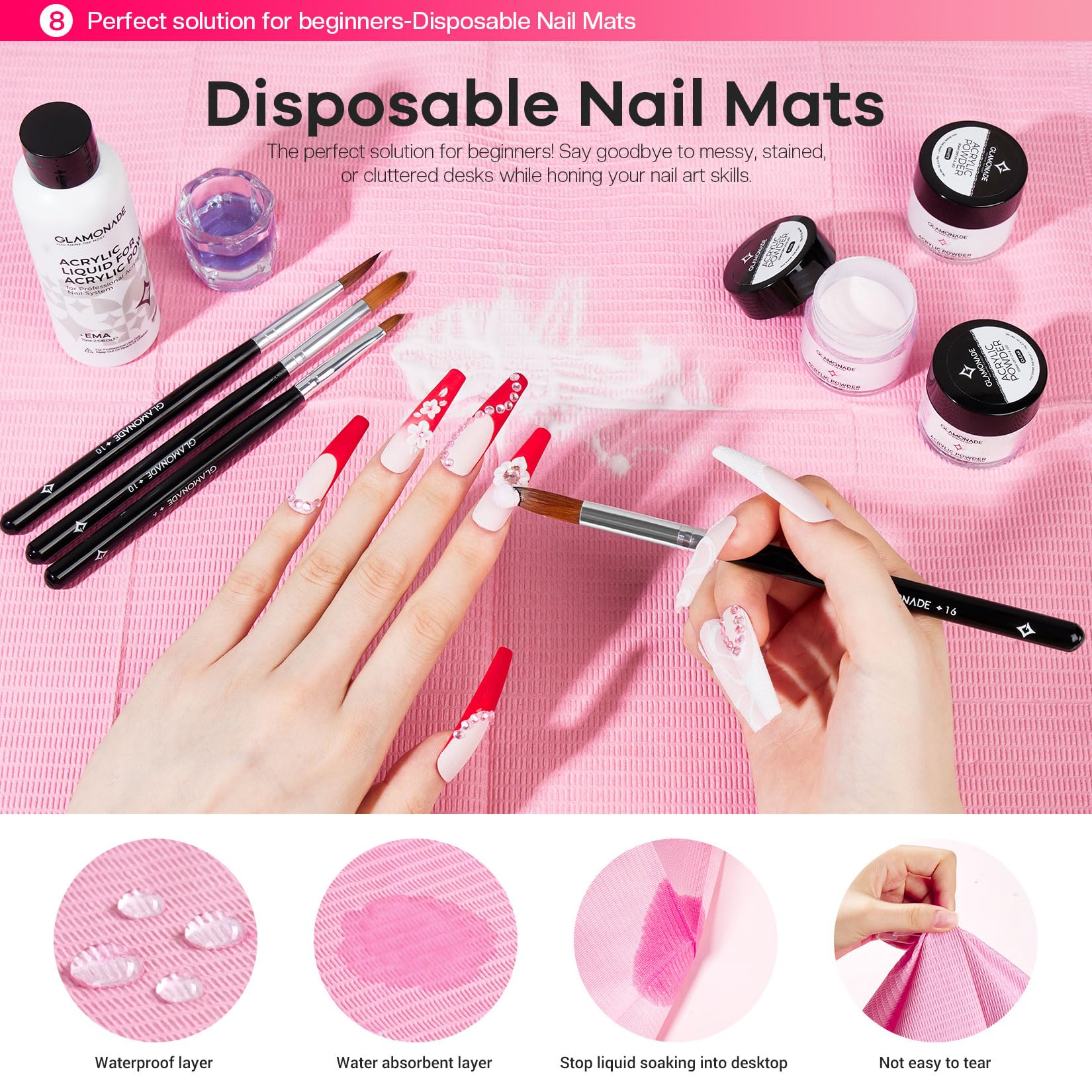 Glamonade practice mats keep your workspace organized.