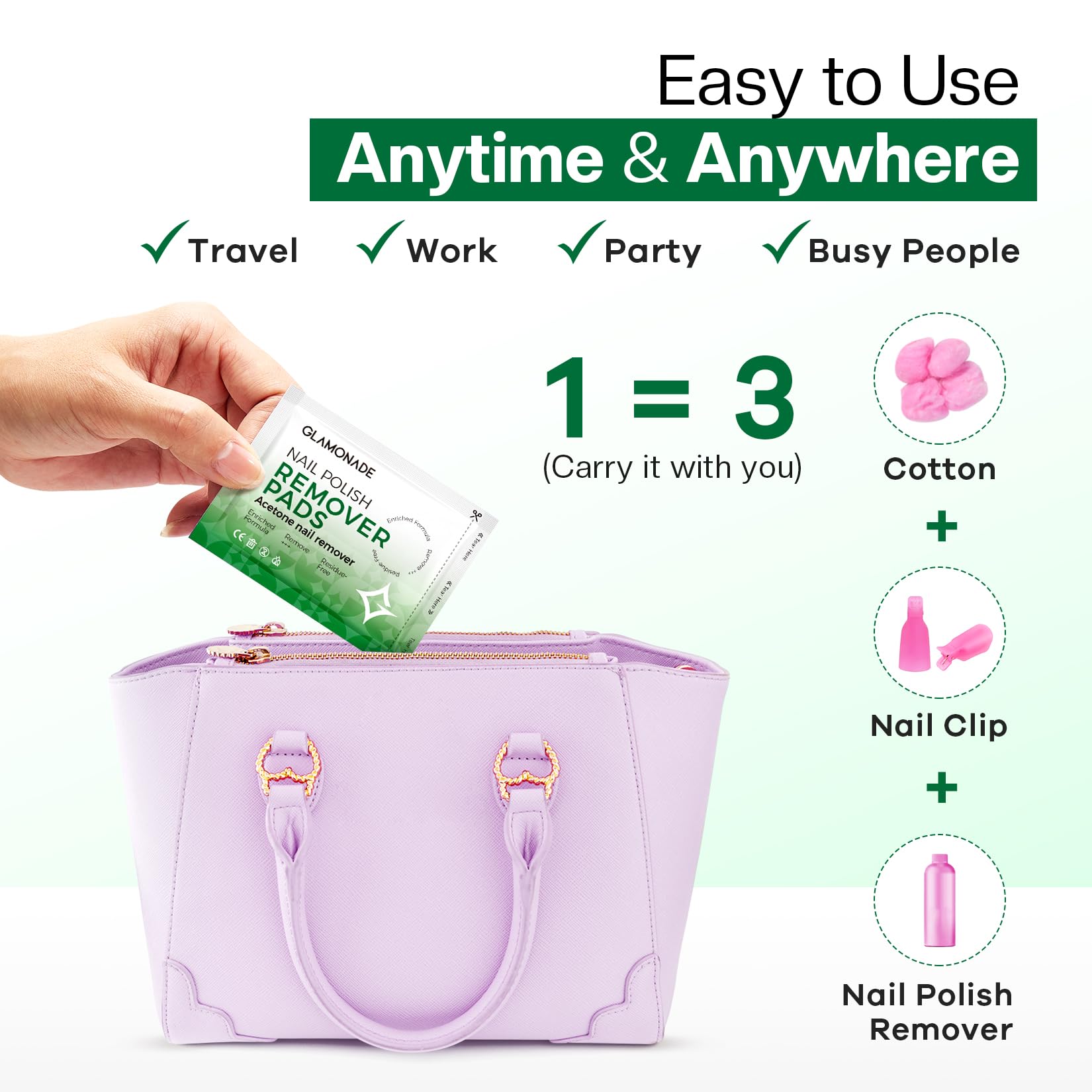 Glamonade para viaje, práctico en bolso o maletín.
