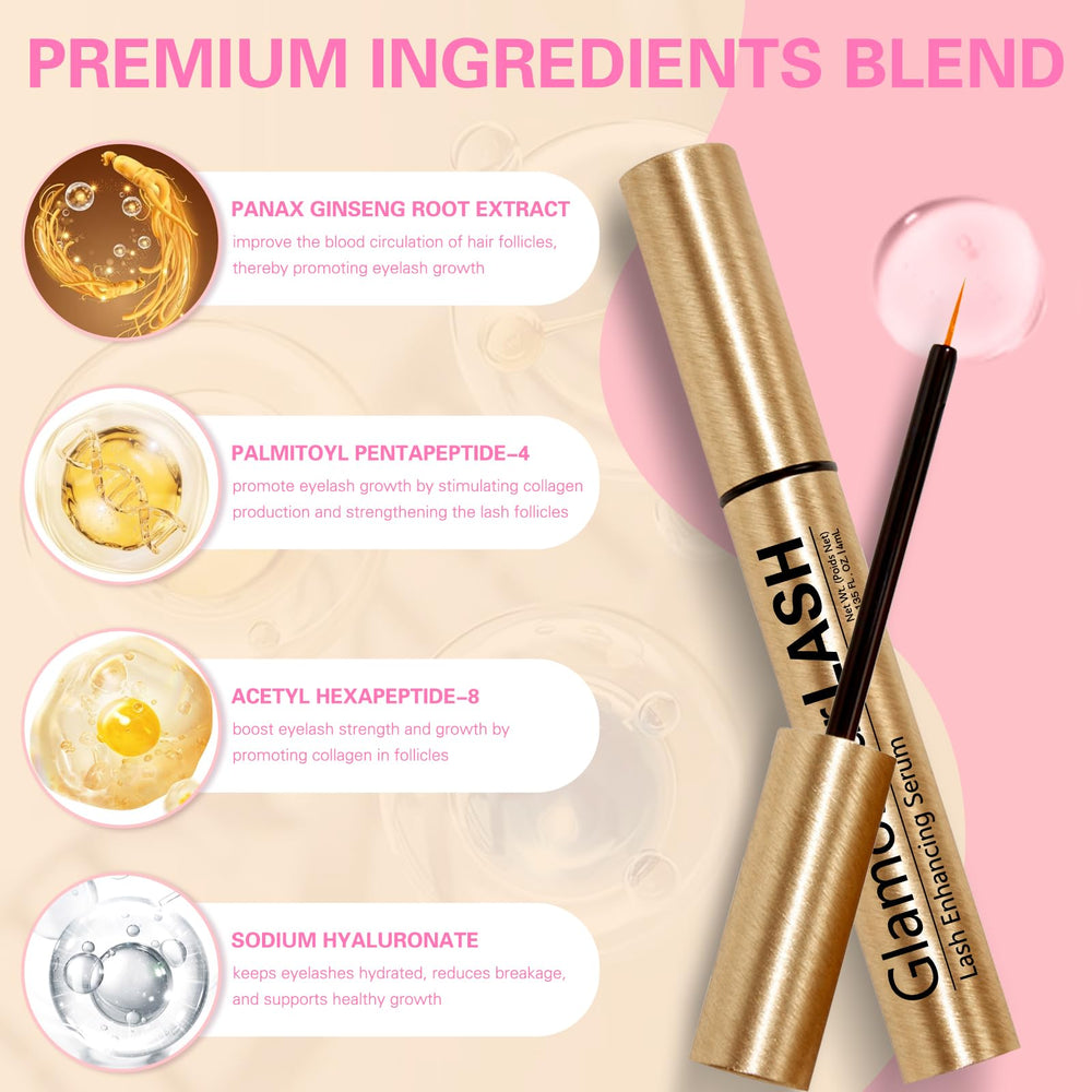 Glamosoar Lash Serum applicator brush ready for precise nighttime application.