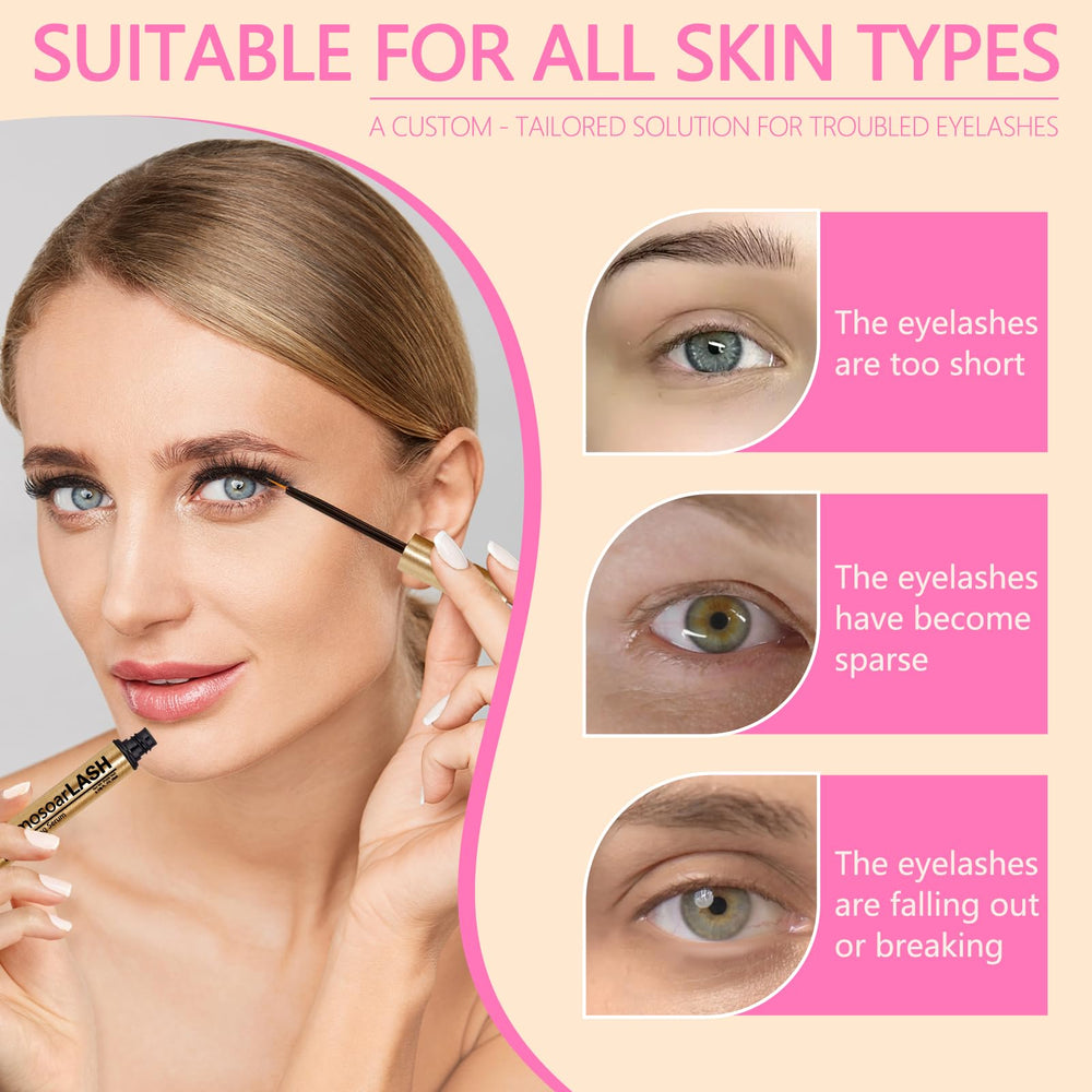 Glamosoar Lash Serum nightly application on lids suggests easy routine.