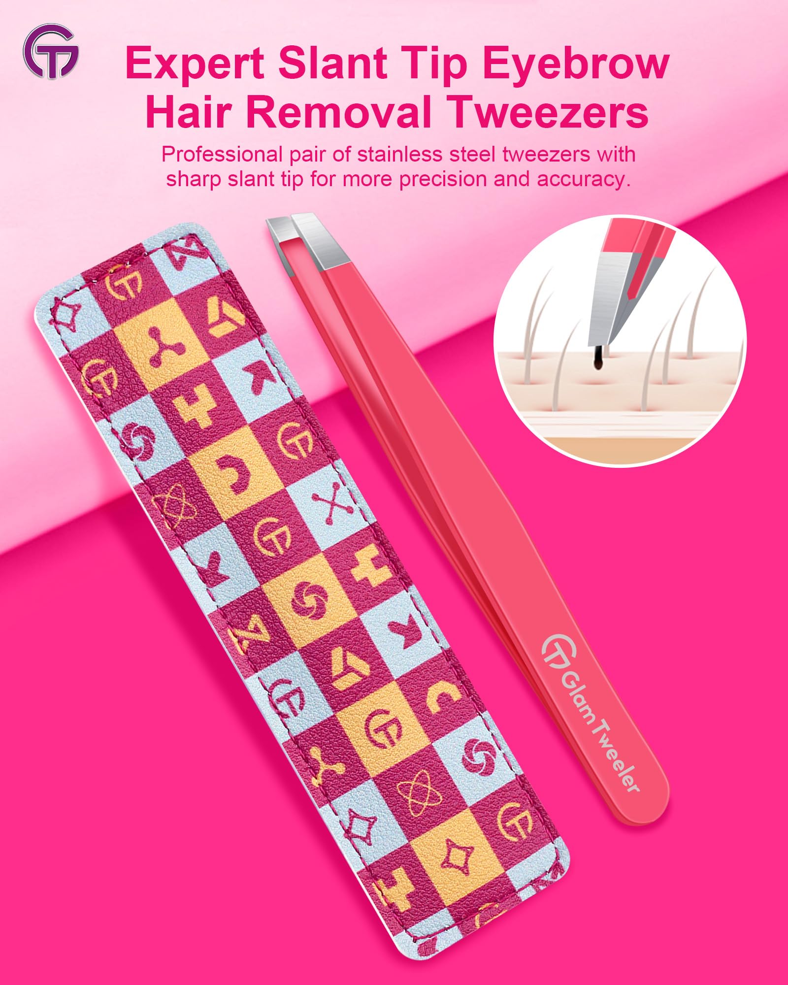 GlamTweeler leather travel case protects tweezers on the go.