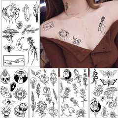 Tatuajes temporales Glaryyears con diseño espacio luna, perfectos para estilos nocturnos.