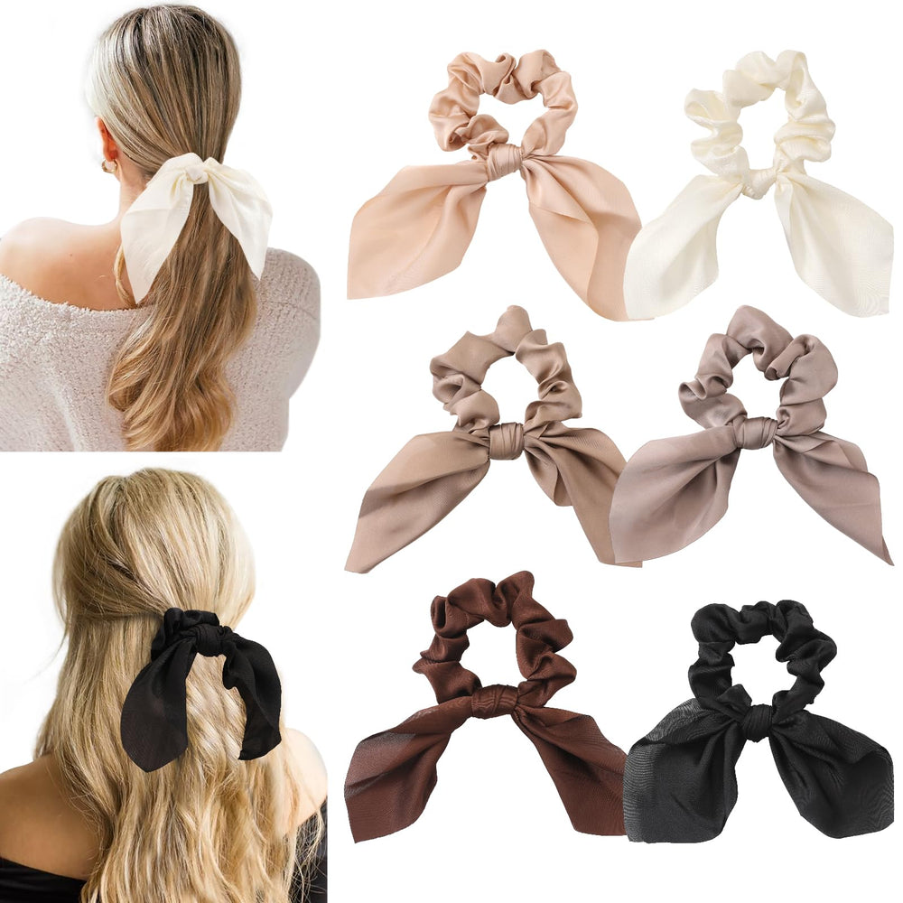 Glaudmeiss: 6 gomas seda con nudo y lazo para peinados elegantes.