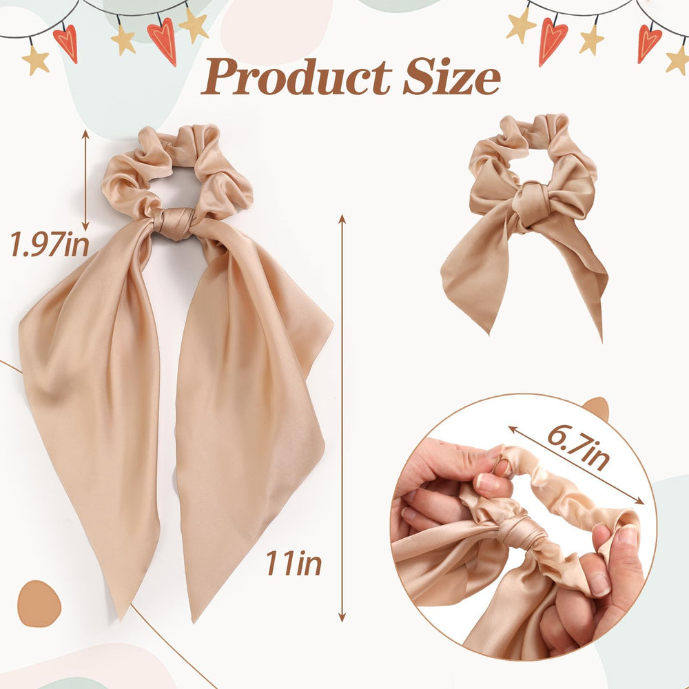 Glaudmeiss scrunchie de seda con nudo y lazo, ideal para peinados rápidos.